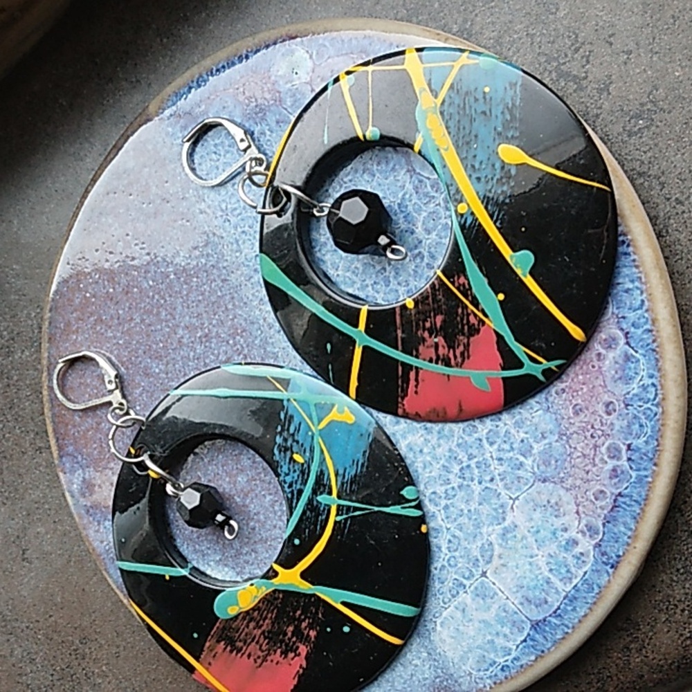 80s Splatter Paint Statememt Earrings
